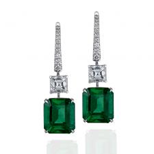СЕРЬГИ NO NAMEС ИЗУМРУДАМИ 4.76 CT - 4.34 CT VIVID GREEN