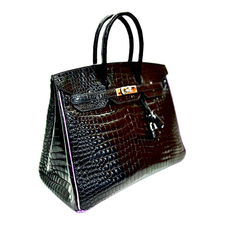 HERMES BIRKIN35 CROCODILE POROSUS (SO) NOIR VIOLET PHW