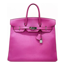 HERMES HAUTa COURROIES 32 CHÈVRE GOATSKIN FUCHSIA PHW