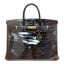 HERMES HERMESBIRKIN 40 CROCODILE POROSUS LISSE COCOAN PHW